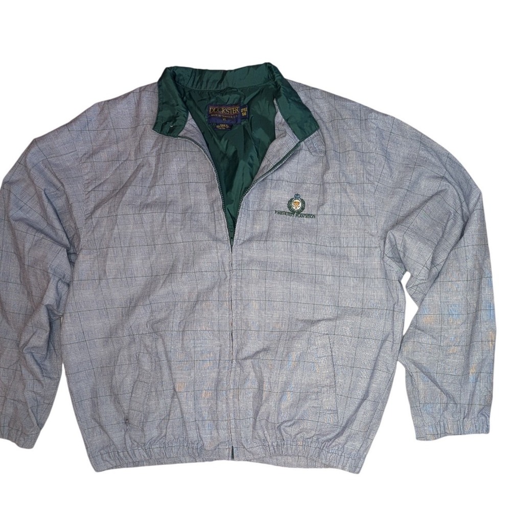 Duckster Vintage 90s Pinehurst Plantation‎ Golf Jacket Mens XL Blue Glen Plaid